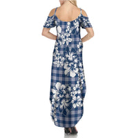 Hibiscus Pakala Cobalt Blue Royal Family Matching Summer Maxi Dress and Hawaiian Shirt Tropical Floral Stylized - Polynesian Pride