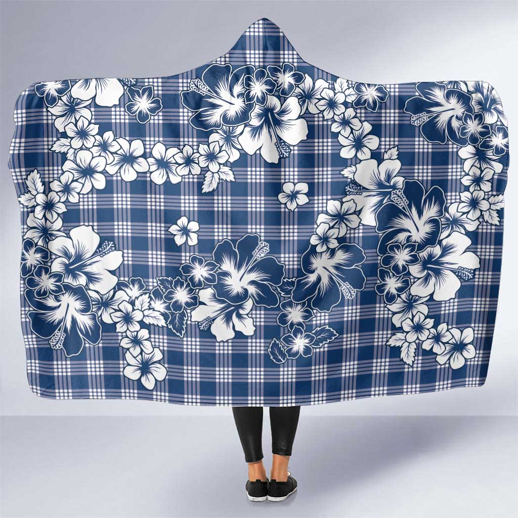 Hibiscus Pakala Cobalt Blue Royal Hooded Blanket Tropical Floral Stylized - Polynesian Pride