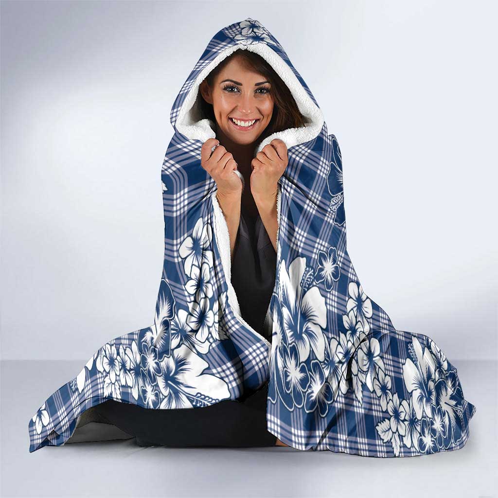 Hibiscus Pakala Cobalt Blue Royal Hooded Blanket Tropical Floral Stylized LT01 - Polynesian Pride