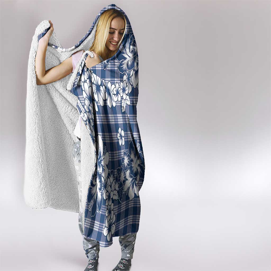 Hibiscus Pakala Cobalt Blue Royal Hooded Blanket Tropical Floral Stylized LT01 - Polynesian Pride