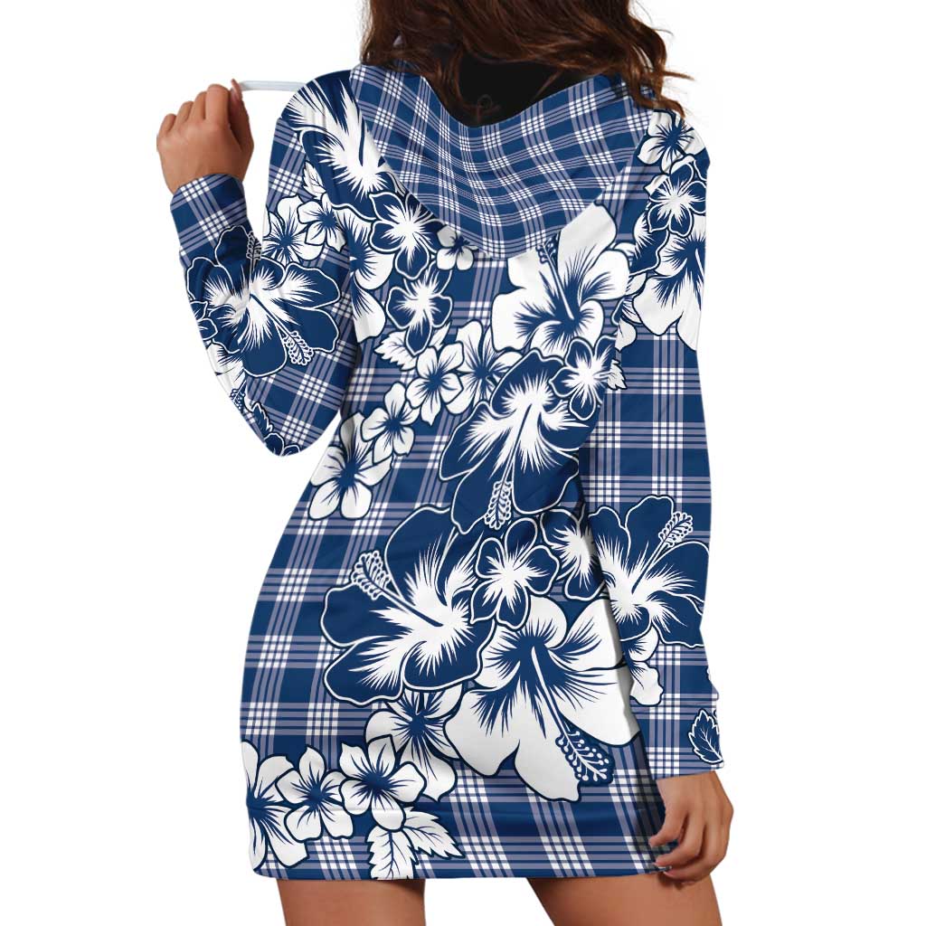 Hibiscus Pakala Cobalt Blue Royal Hoodie Dress Tropical Floral Stylized - Polynesian Pride