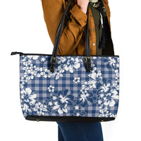 Hibiscus Pakala Cobalt Blue Royal Leather Tote Bag Tropical Floral Stylized LT01 - Polynesian Pride
