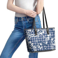 Hibiscus Pakala Cobalt Blue Royal Leather Tote Bag Tropical Floral Stylized LT01 - Polynesian Pride