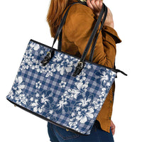 Hibiscus Pakala Cobalt Blue Royal Leather Tote Bag Tropical Floral Stylized LT01 - Polynesian Pride