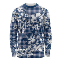 Hibiscus Pakala Cobalt Blue Royal Long Sleeve Shirt Tropical Floral Stylized - Polynesian Pride