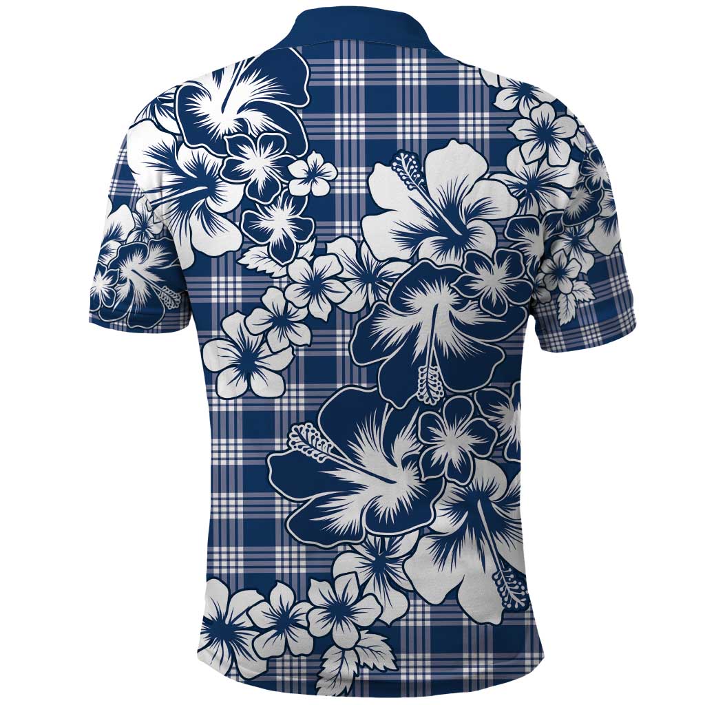 Hibiscus Pakala Cobalt Blue Royal Polo Shirt Tropical Floral Stylized - Polynesian Pride