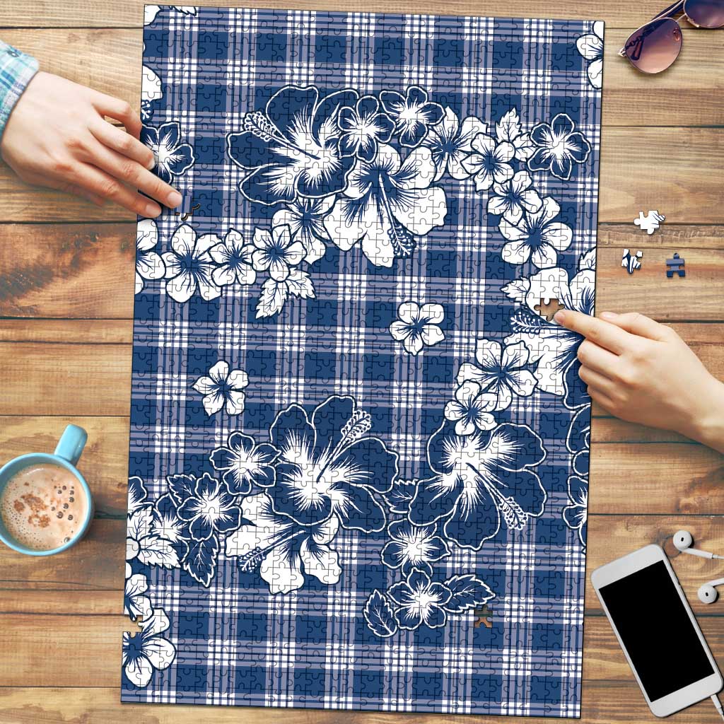 Hibiscus Pakala Cobalt Blue Royal Puzzle Tropical Floral Stylized LT01 Blue - Polynesian Pride