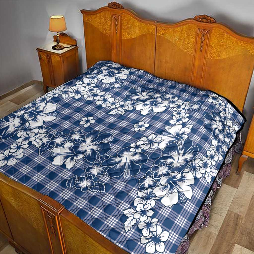 Hibiscus Pakala Cobalt Blue Royal Quilt Tropical Floral Stylized - Polynesian Pride