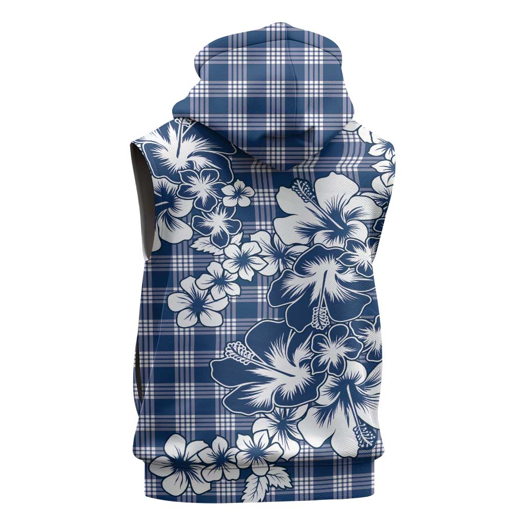 Hibiscus Pakala Cobalt Blue Royal Sleeveless Hoodie Tropical Floral Stylized LT01 - Polynesian Pride