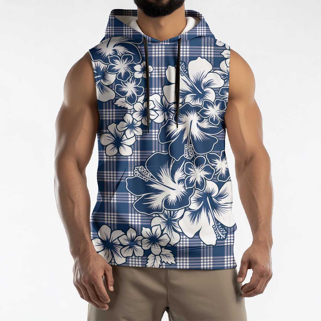 Hibiscus Pakala Cobalt Blue Royal Sleeveless Hoodie Tropical Floral Stylized LT01 - Polynesian Pride