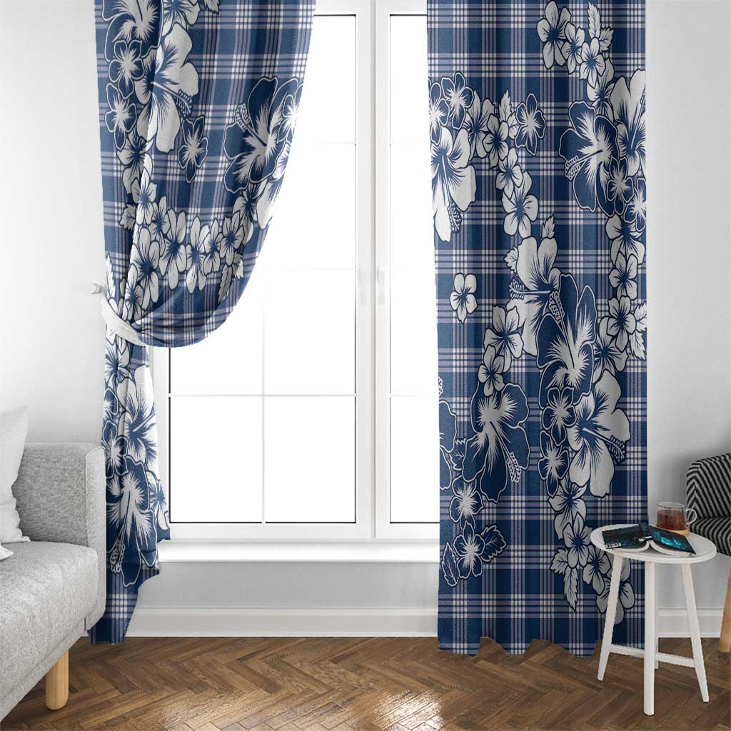 Hibiscus Pakala Cobalt Blue Royal Window Curtain Tropical Floral Stylized - Polynesian Pride