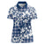 Hibiscus Pakala Cobalt Blue Royal Women Polo Shirt Tropical Floral Stylized - Polynesian Pride