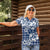 Hibiscus Pakala Cobalt Blue Royal Women Polo Shirt Tropical Floral Stylized - Polynesian Pride