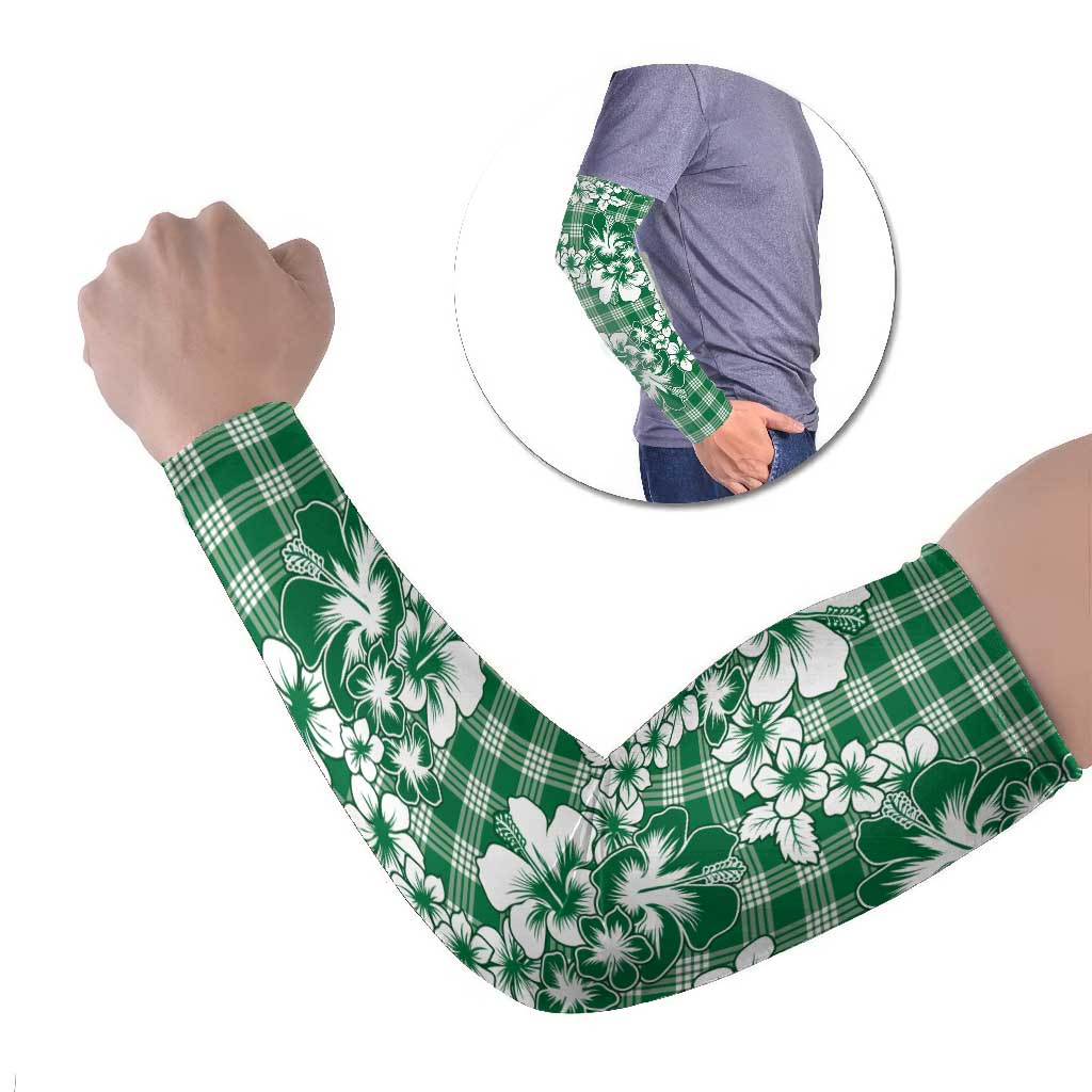 Hibiscus Pakala Emerald Green Arm Sleeves Tropical Floral Stylized LT01 Set of 2 Green - Polynesian Pride