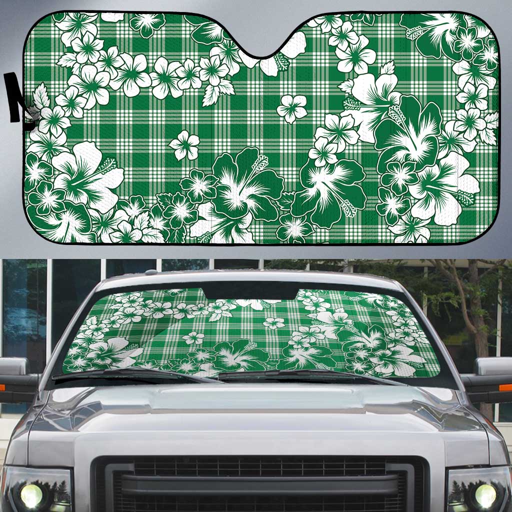Hibiscus Pakala Emerald Green Auto Sun Shade Tropical Floral Stylized - Polynesian Pride