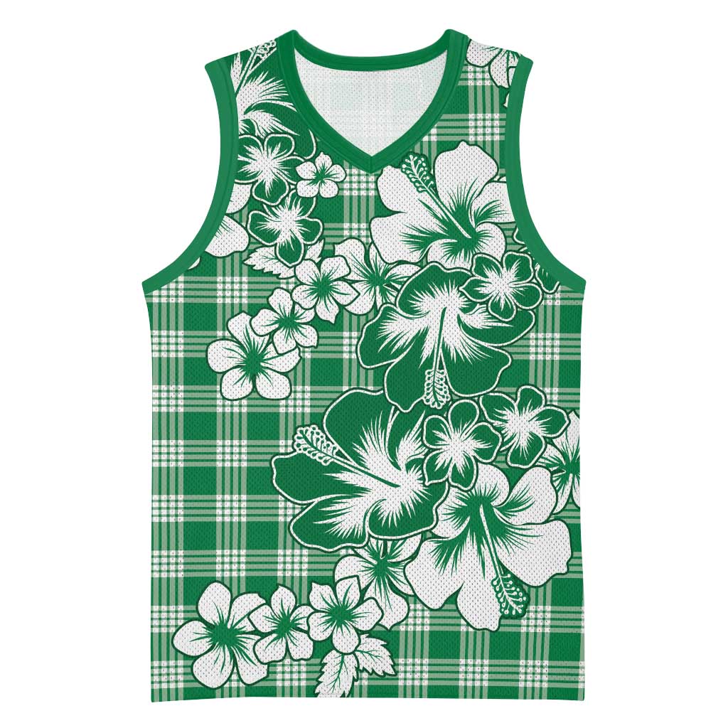 Hibiscus Pakala Emerald Green Basketball Jersey Tropical Floral Stylized LT01 Unisex Green - Polynesian Pride