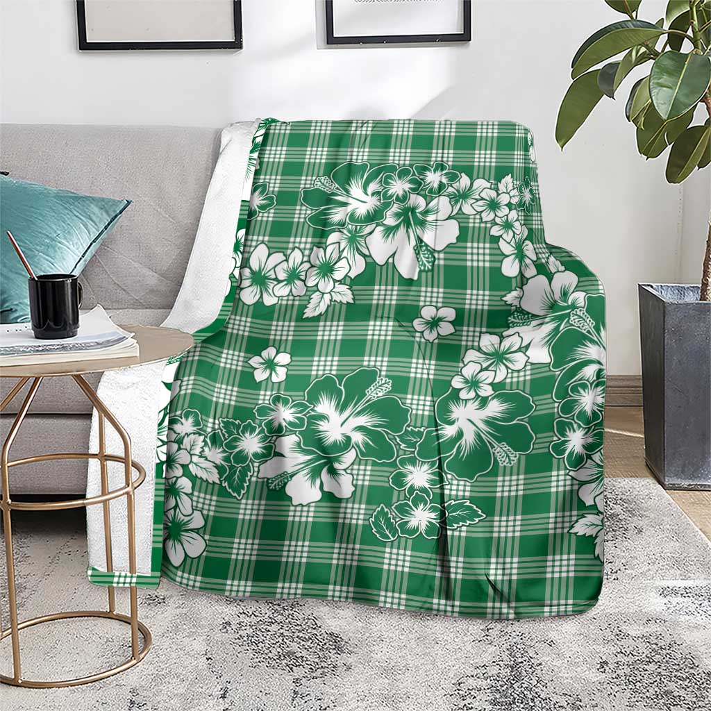 Hibiscus Pakala Emerald Green Blanket Tropical Floral Stylized - Polynesian Pride