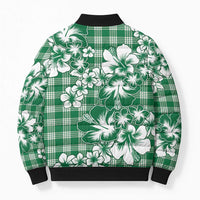 Hibiscus Pakala Emerald Green Bomber Puffer Jacket Tropical Floral Stylized LT01 - Polynesian Pride