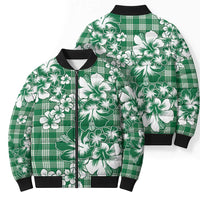 Hibiscus Pakala Emerald Green Bomber Puffer Jacket Tropical Floral Stylized LT01 - Polynesian Pride