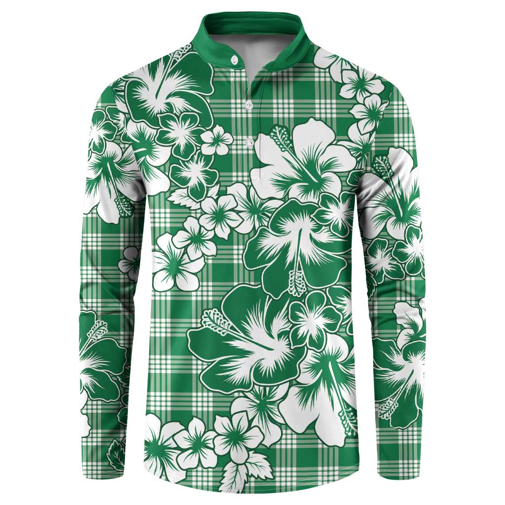 Hibiscus Pakala Emerald Green Button Sweatshirt Tropical Floral Stylized LT01 Green - Polynesian Pride