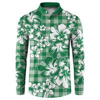 Hibiscus Pakala Emerald Green Button Sweatshirt Tropical Floral Stylized LT01 Green - Polynesian Pride