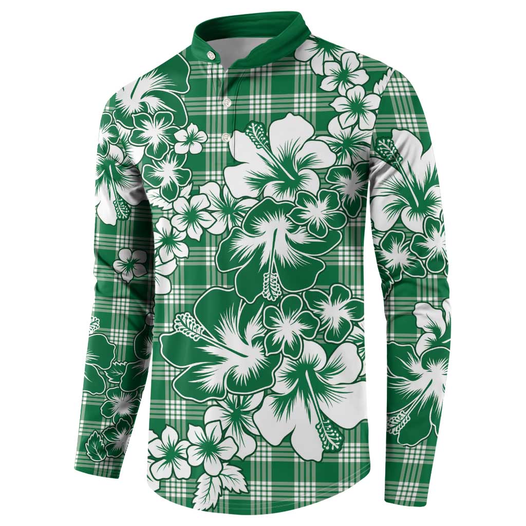 Hibiscus Pakala Emerald Green Button Sweatshirt Tropical Floral Stylized LT01 - Polynesian Pride