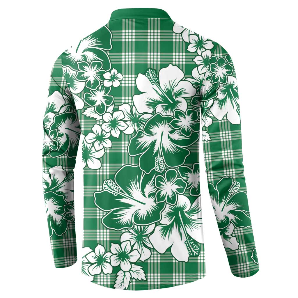 Hibiscus Pakala Emerald Green Button Sweatshirt Tropical Floral Stylized LT01 - Polynesian Pride