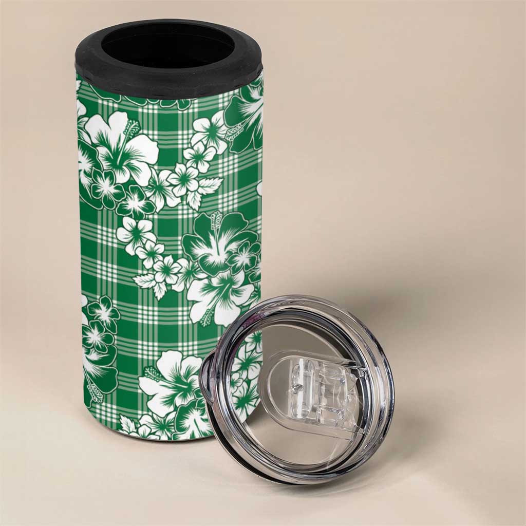 Hibiscus Pakala Emerald Green 4 in 1 Can Cooler Tumbler Tropical Floral Stylized - Polynesian Pride