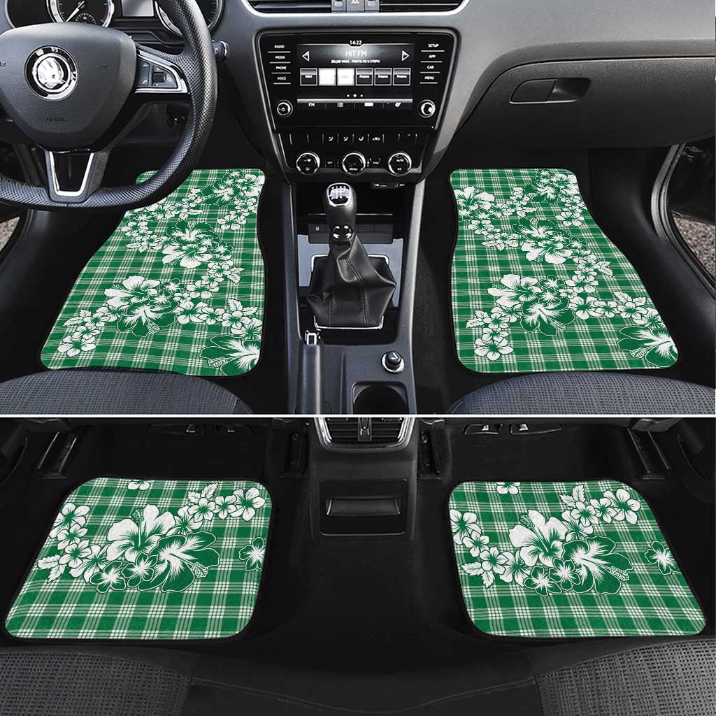 Hibiscus Pakala Emerald Green Car Mats Tropical Floral Stylized LT01 Set 4pcs Green - Polynesian Pride