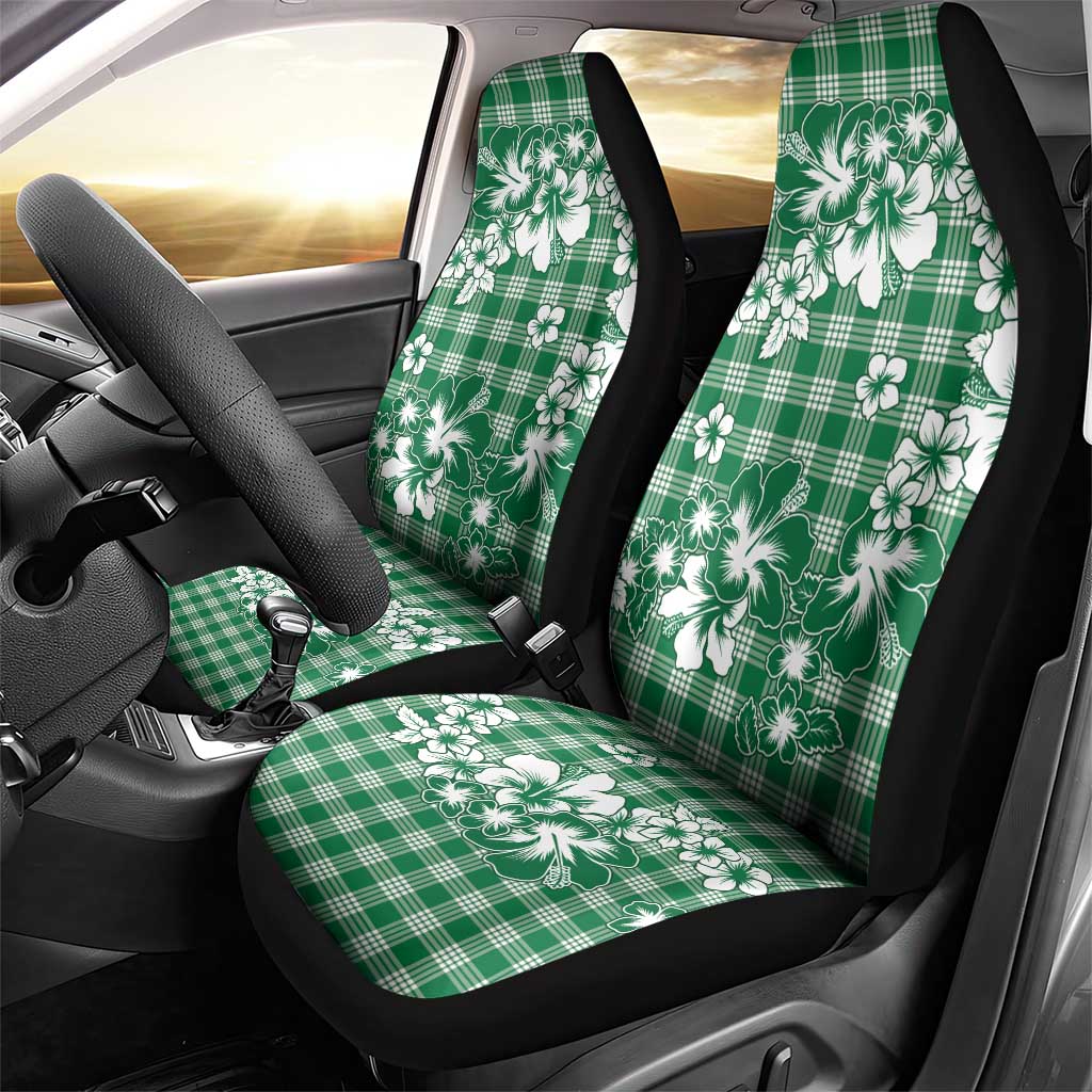 Hibiscus Pakala Emerald Green Car Seat Cover Tropical Floral Stylized - Polynesian Pride
