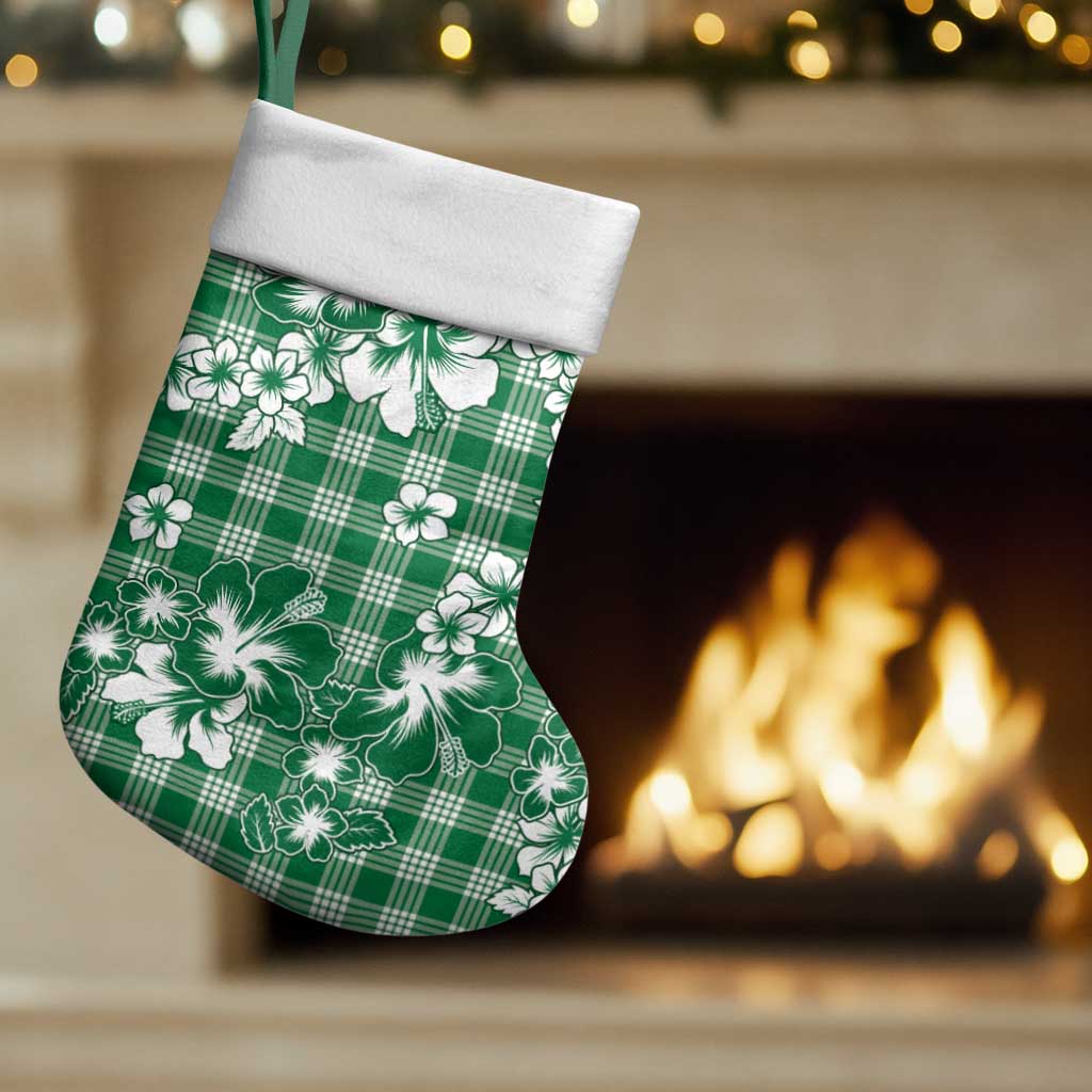 Hibiscus Pakala Emerald Green Christmas Stocking Tropical Floral Stylized LT01 Set of 2 Green - Polynesian Pride