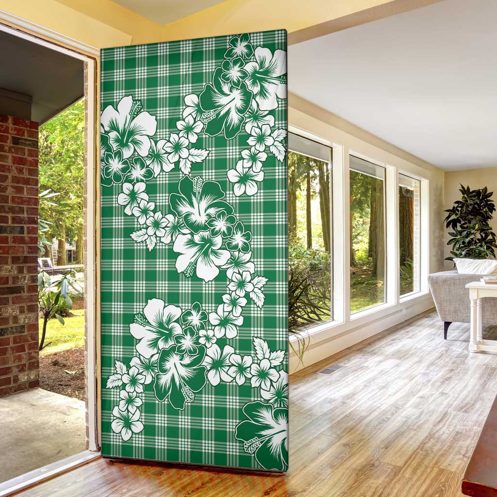 Hibiscus Pakala Emerald Green Door Cover Tropical Floral Stylized - Polynesian Pride