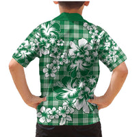 Hibiscus Pakala Emerald Green Family Matching Mermaid Dress and Hawaiian Shirt Tropical Floral Stylized - Polynesian Pride