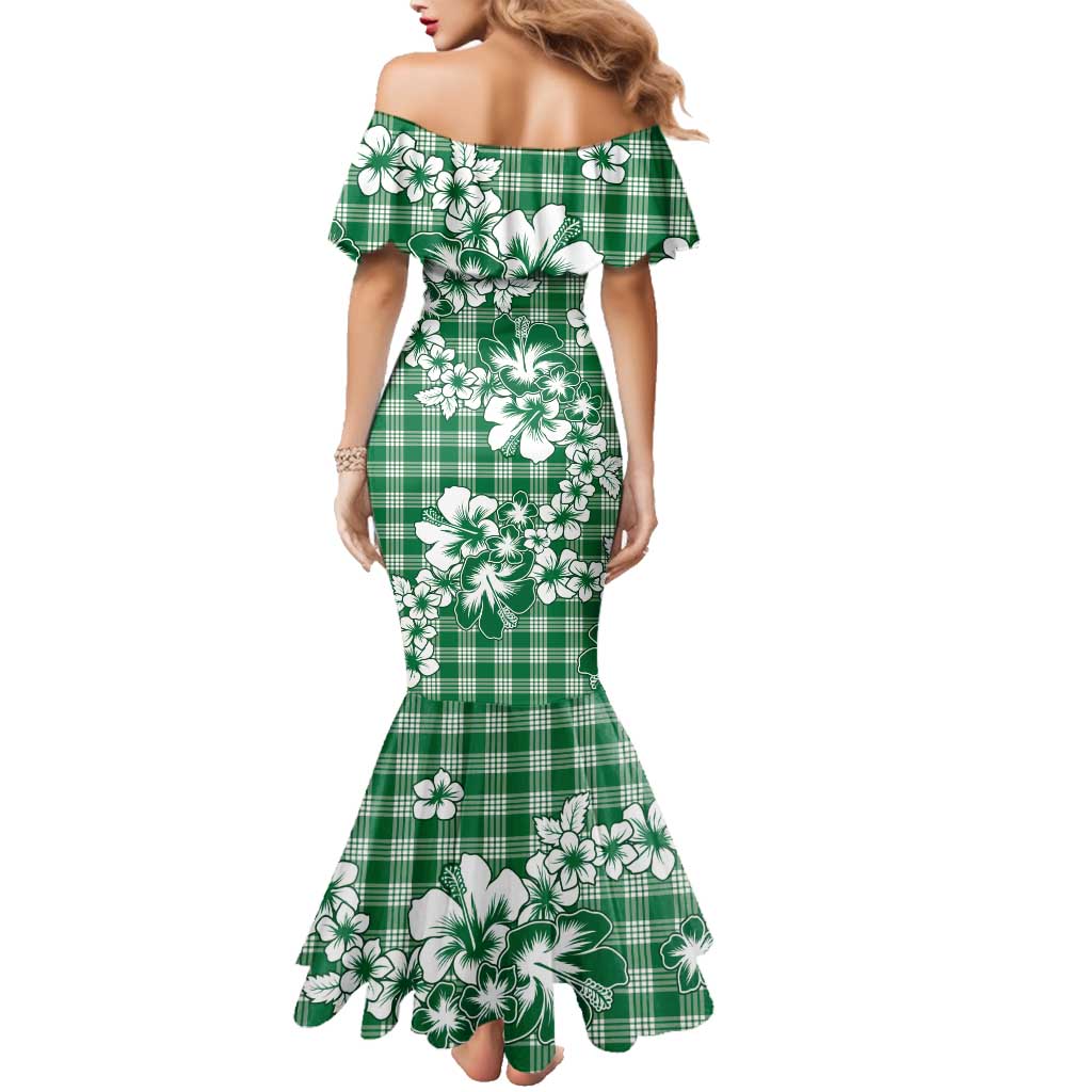 Hibiscus Pakala Emerald Green Family Matching Mermaid Dress and Hawaiian Shirt Tropical Floral Stylized - Polynesian Pride