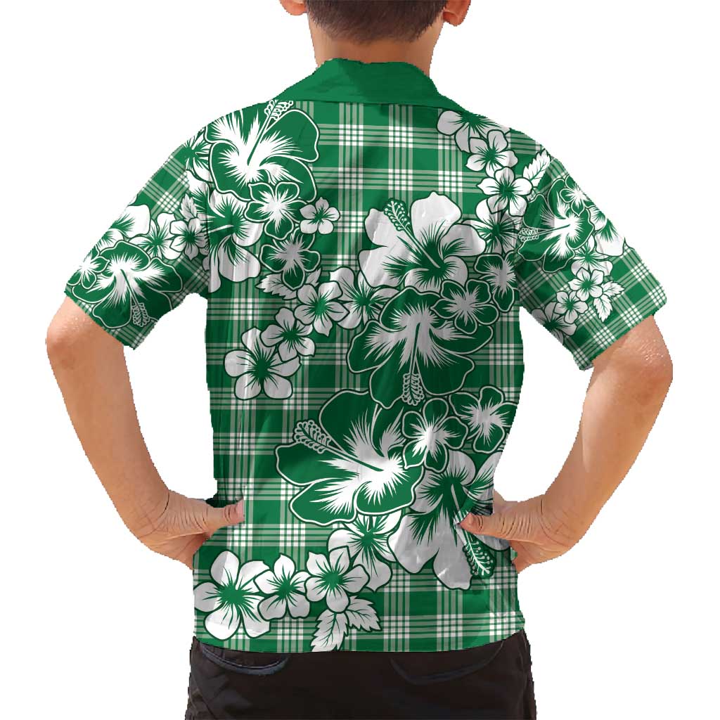 Hibiscus Pakala Emerald Green Family Matching Puletasi and Hawaiian Shirt Tropical Floral Stylized - Polynesian Pride