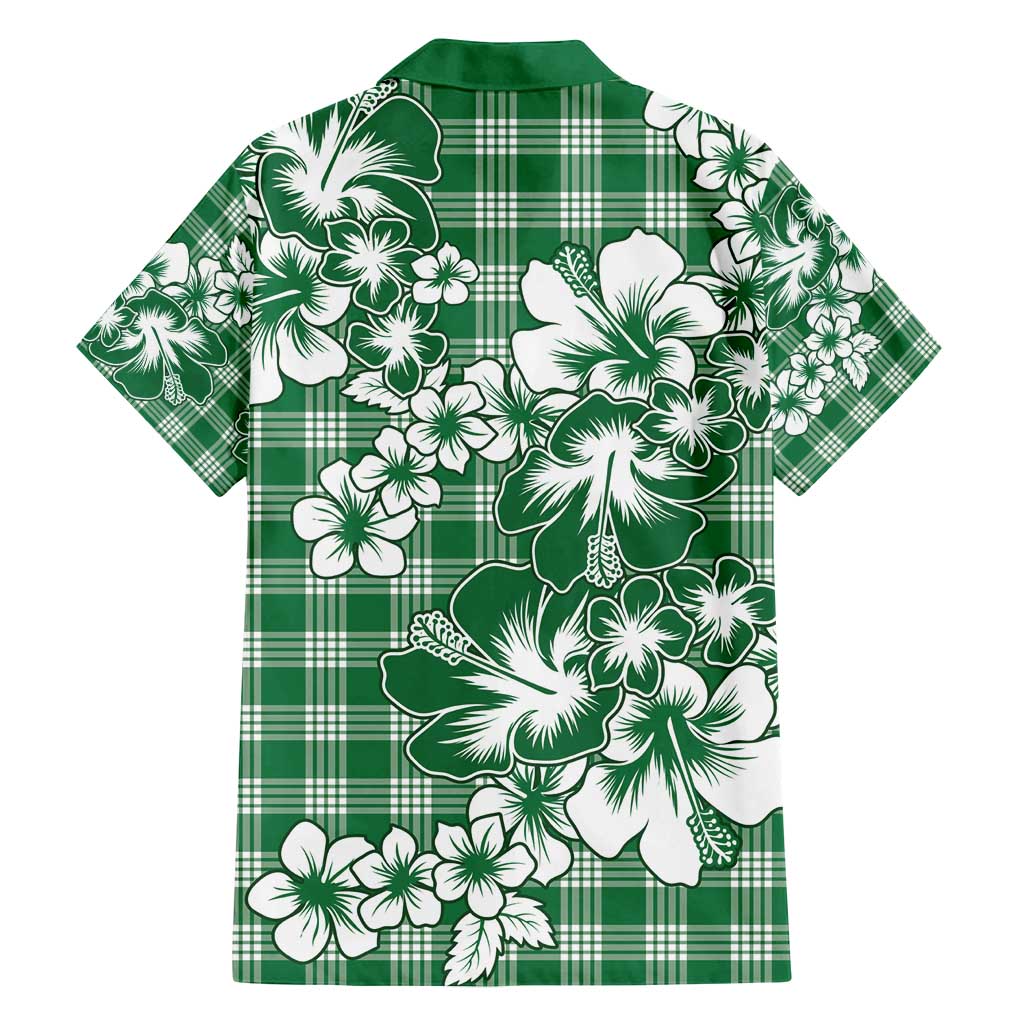 Hibiscus Pakala Emerald Green Family Matching Summer Maxi Dress and Hawaiian Shirt Tropical Floral Stylized - Polynesian Pride