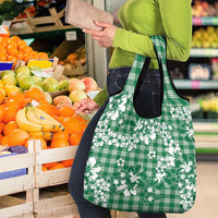 Hibiscus Pakala Emerald Green Grocery Bag Tropical Floral Stylized - Polynesian Pride