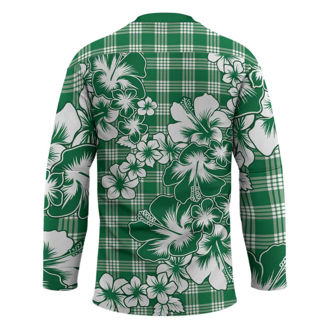Hibiscus Pakala Emerald Green Hockey Jersey Tropical Floral Stylized LT01 - Polynesian Pride
