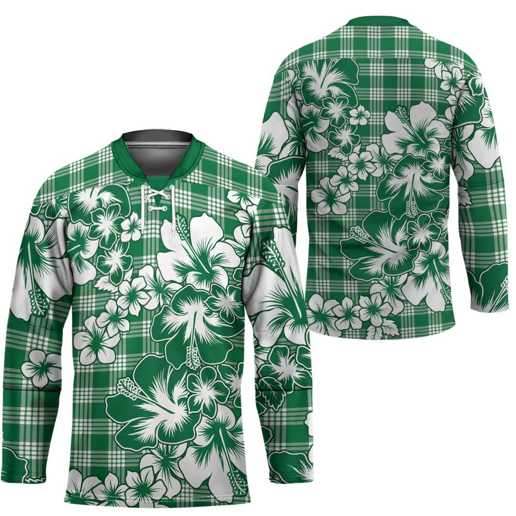 Hibiscus Pakala Emerald Green Hockey Jersey Tropical Floral Stylized LT01 - Polynesian Pride