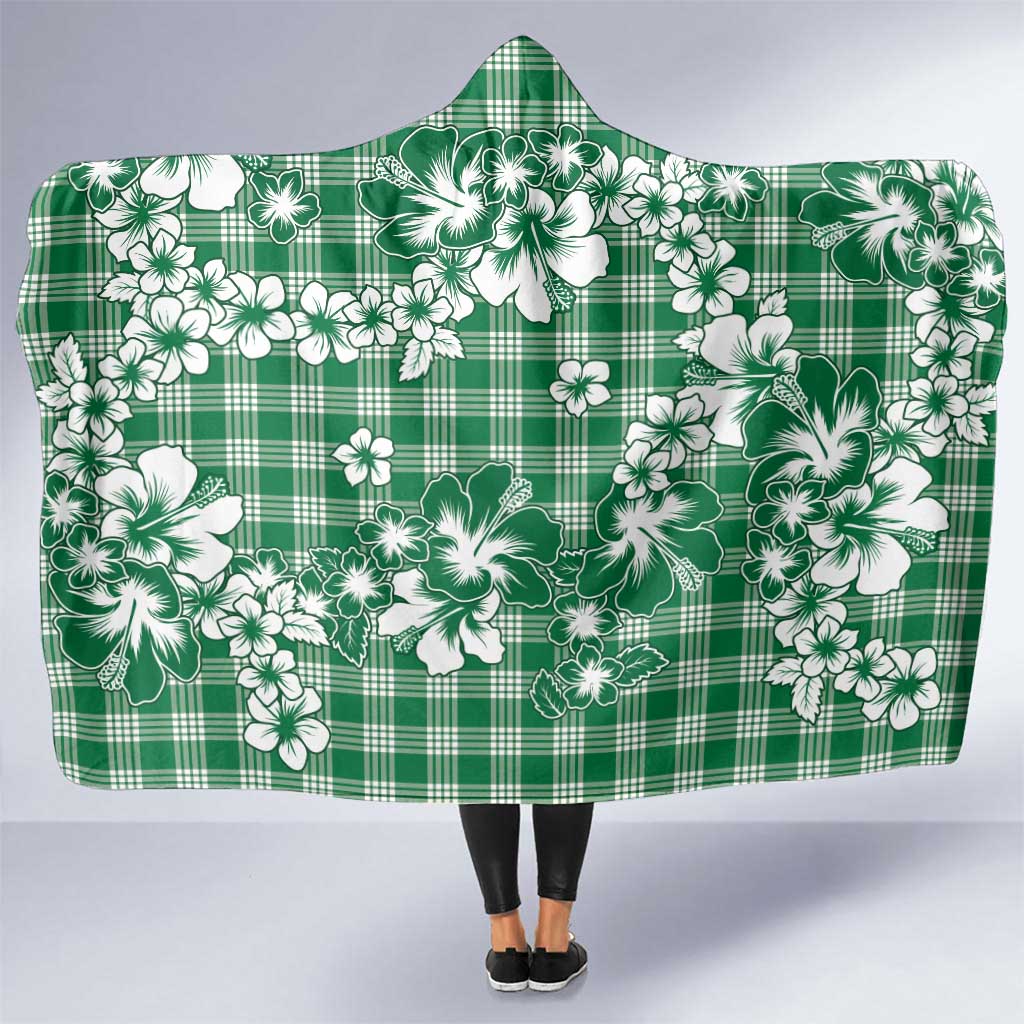 Hibiscus Pakala Emerald Green Hooded Blanket Tropical Floral Stylized LT01 One Size Green - Polynesian Pride