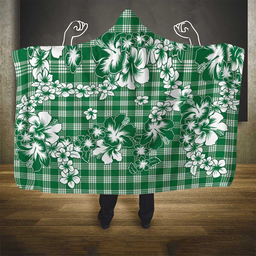 Hibiscus Pakala Emerald Green Hooded Blanket Tropical Floral Stylized LT01 - Polynesian Pride