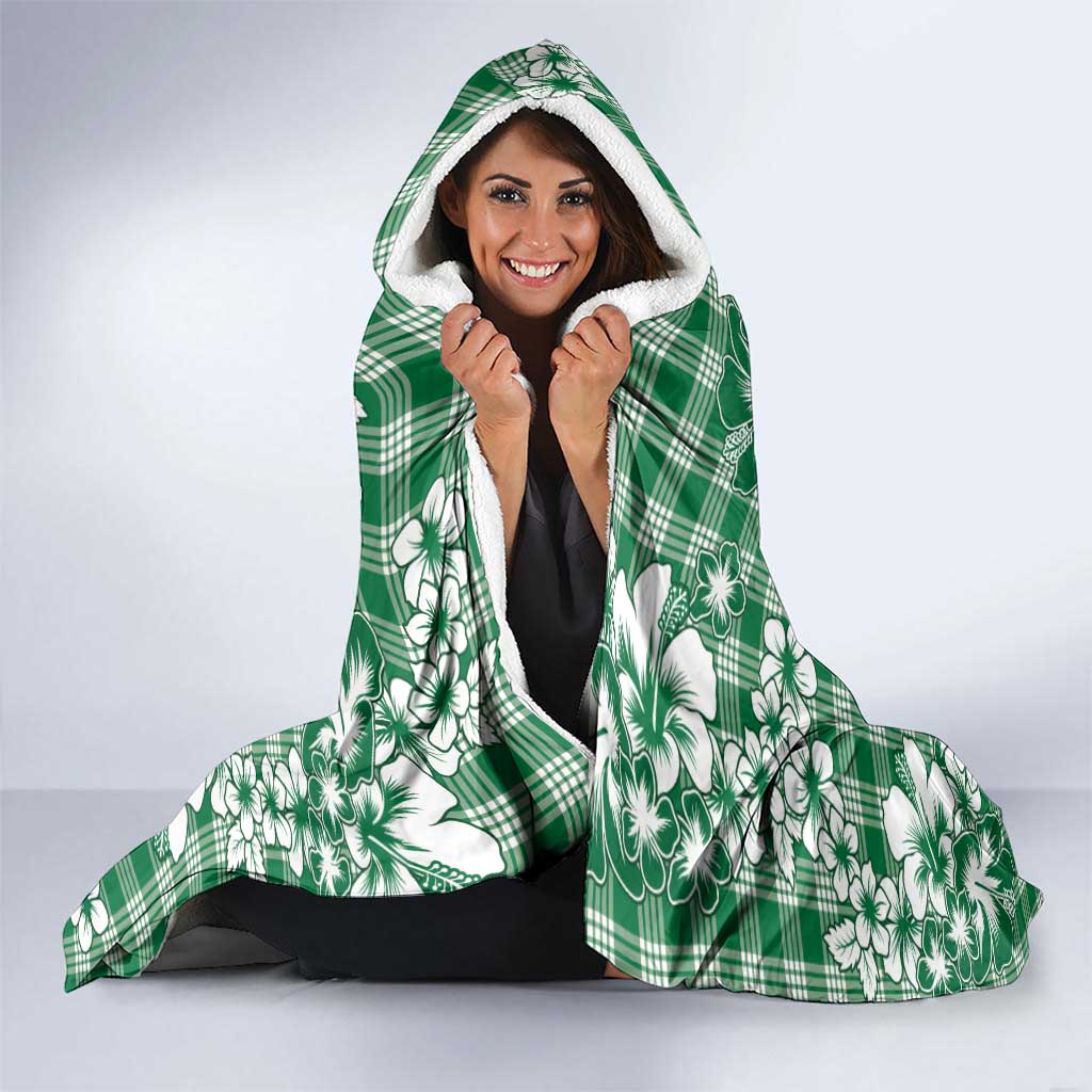 Hibiscus Pakala Emerald Green Hooded Blanket Tropical Floral Stylized LT01 - Polynesian Pride