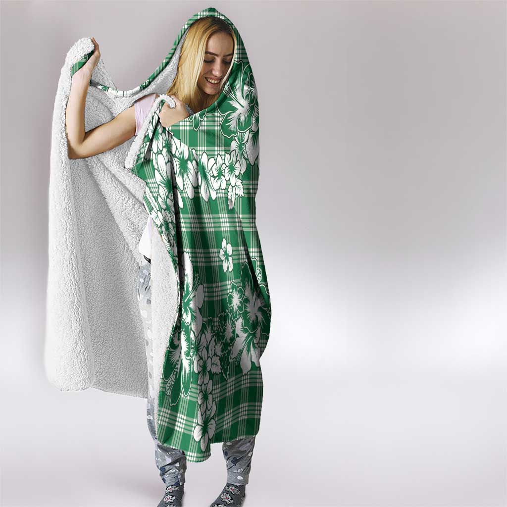 Hibiscus Pakala Emerald Green Hooded Blanket Tropical Floral Stylized LT01 - Polynesian Pride