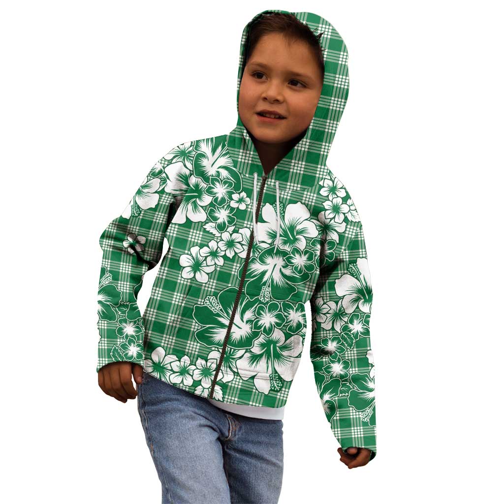 Hibiscus Pakala Emerald Green Kid Hoodie Tropical Floral Stylized - Polynesian Pride