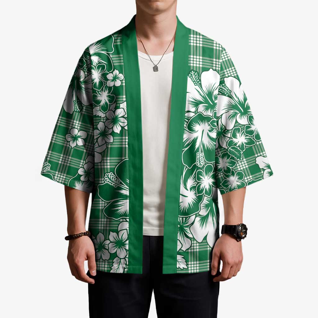 Hibiscus Pakala Emerald Green Kimono Tropical Floral Stylized LT01 - Polynesian Pride