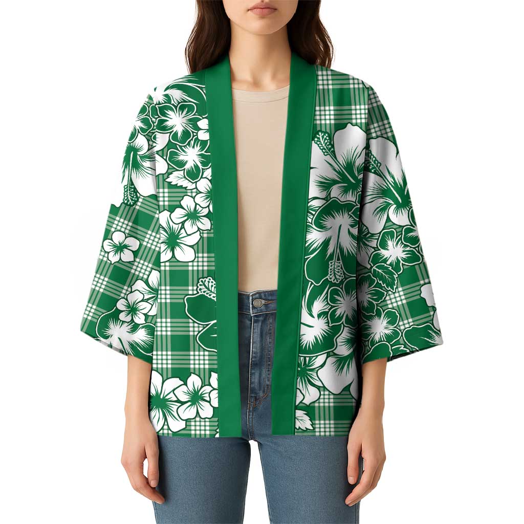 Hibiscus Pakala Emerald Green Kimono Tropical Floral Stylized LT01 - Polynesian Pride