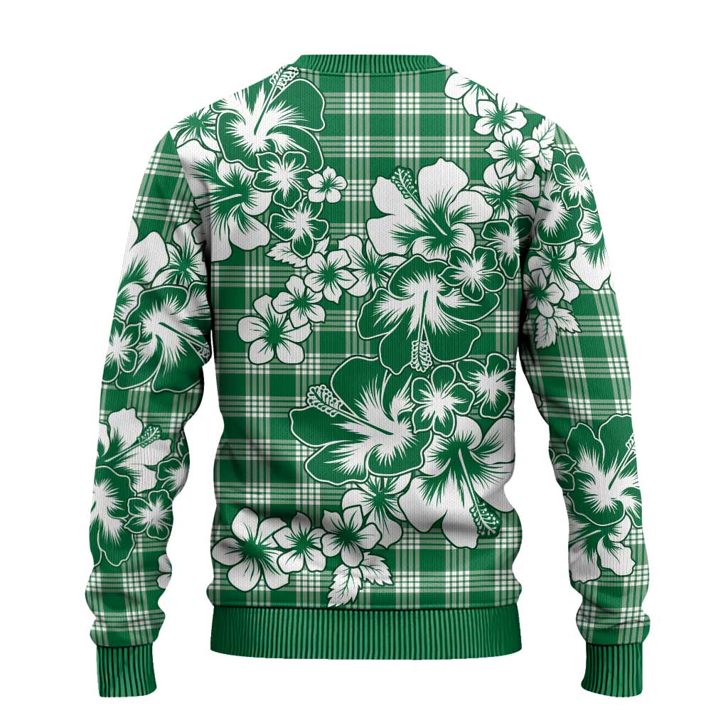 Hibiscus Pakala Emerald Green Ugly Christmas Sweater Tropical Floral Stylized - Polynesian Pride