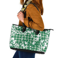 Hibiscus Pakala Emerald Green Leather Tote Bag Tropical Floral Stylized LT01 Green - Polynesian Pride