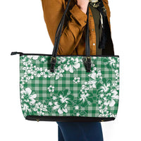 Hibiscus Pakala Emerald Green Leather Tote Bag Tropical Floral Stylized LT01 - Polynesian Pride