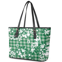 Hibiscus Pakala Emerald Green Leather Tote Bag Tropical Floral Stylized LT01 - Polynesian Pride